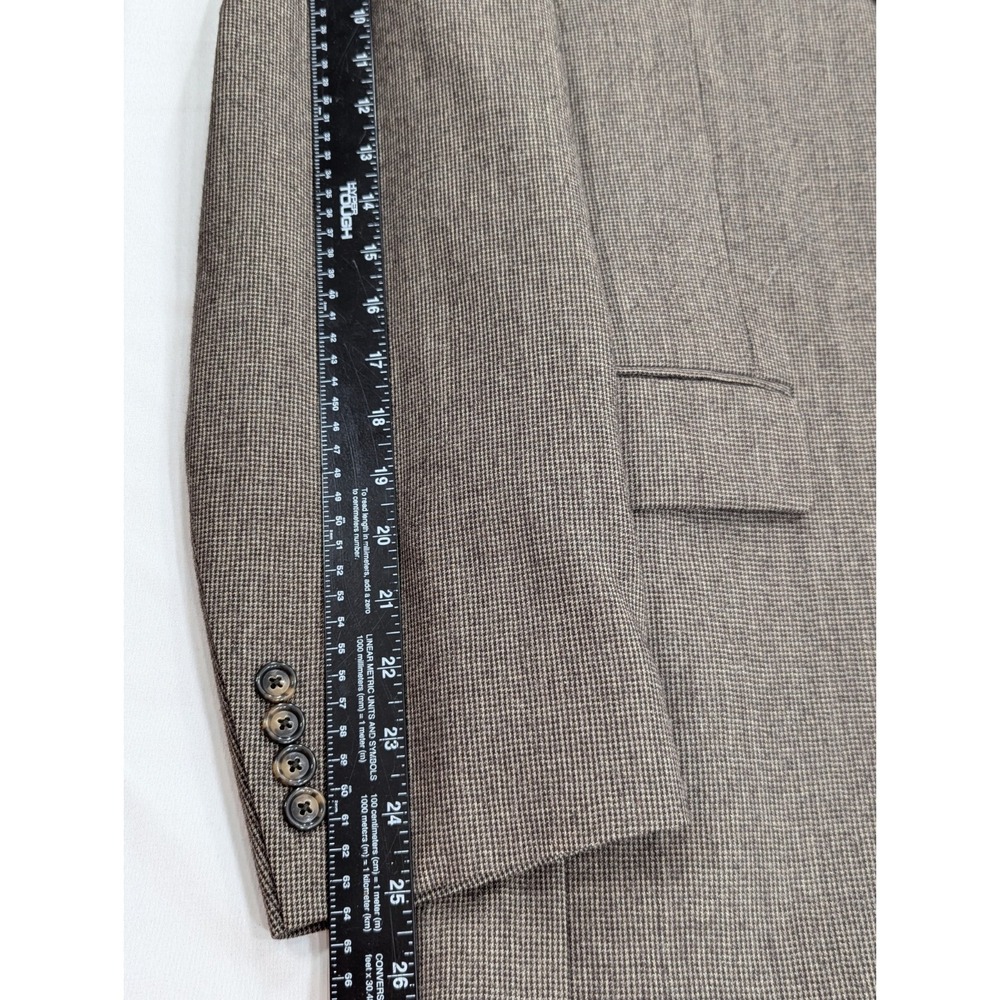 Jos. A Bank Blazer Coat Sport Jacket‎ Wool Cashmere Nailhead Brown 42R 46" Chest - Picture 11 of 14